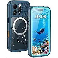 for iPhone 16 Pro Case - Compatible with MagSafe - IP68 Waterproof & Dustproof, 10FT Military-Grade Drop Proof - Built-in Screen Protector & Full-Body Rugged Cover, 6.9 Inch - Blue