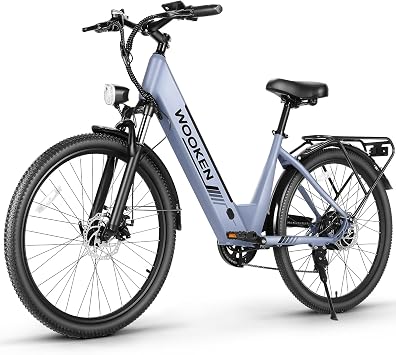 Wooken 26" Electric Bike for Adults, 749W Peak Commuter Ebike with 48V 10.4Ah/15Ah Removable Battery, Step Through E-Bike 7 Speed City Electric Bicycles for Women Men