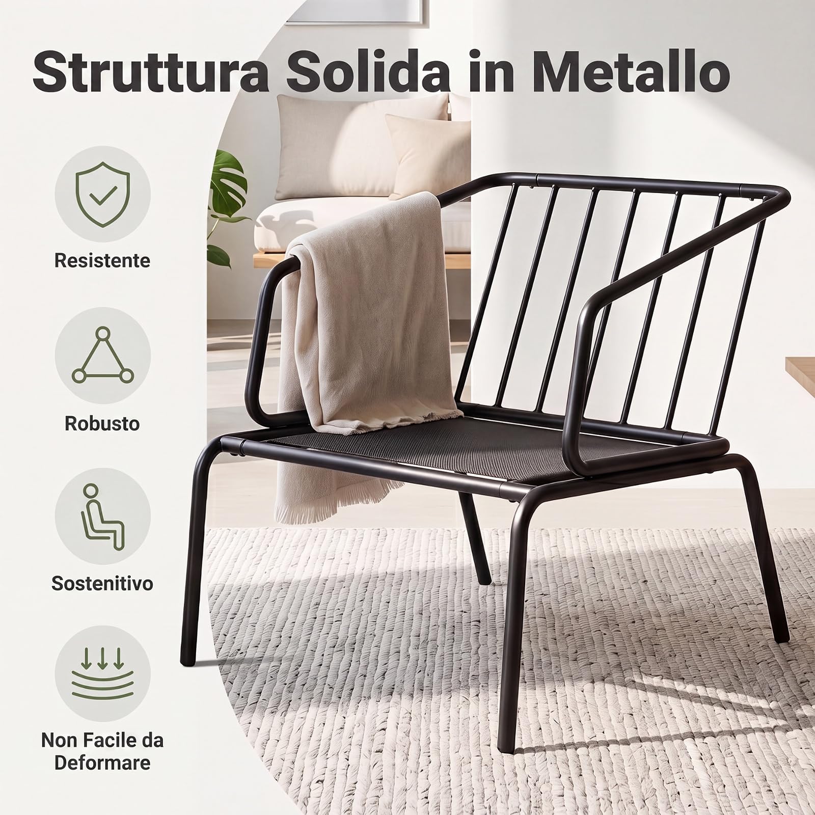 COSTWAY Set 3 Pezzi da Bistrò con Struttura in Metallo e Cuscini Morbidi | Set di Mobili da Esterno con Tavolino Rotondo e 2 Sedie, Piedini Regolabili per Balcone, Cortile e Terrazza