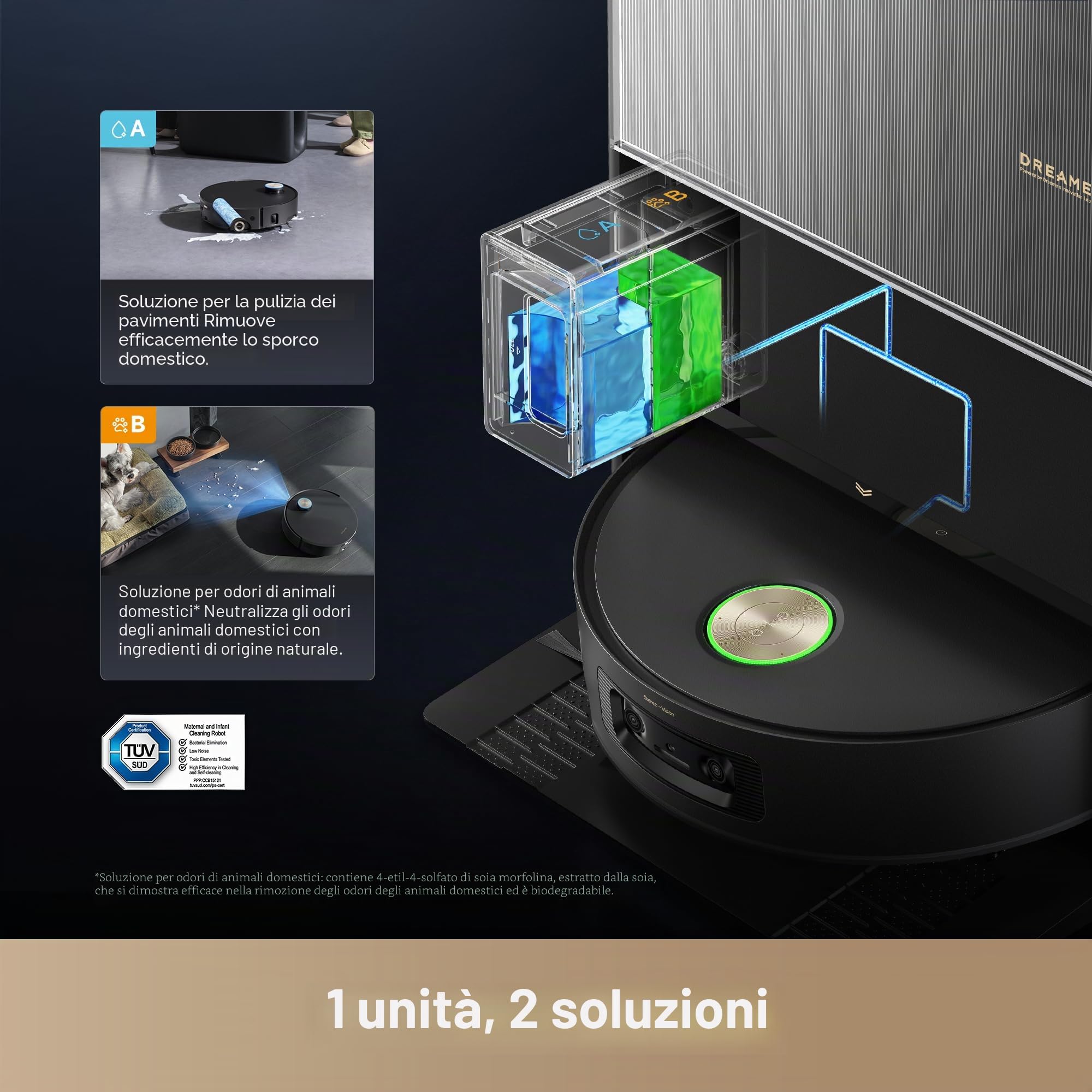 DREAME Aqua10 Ultra Roller Robot Aspirapolvere completo e mocio & 30.000 Pa di aspirazione, dock autopulente e mocio scorrevole, lavaggio termico e asciugatura, protezione tappeti, fotocamera AI e