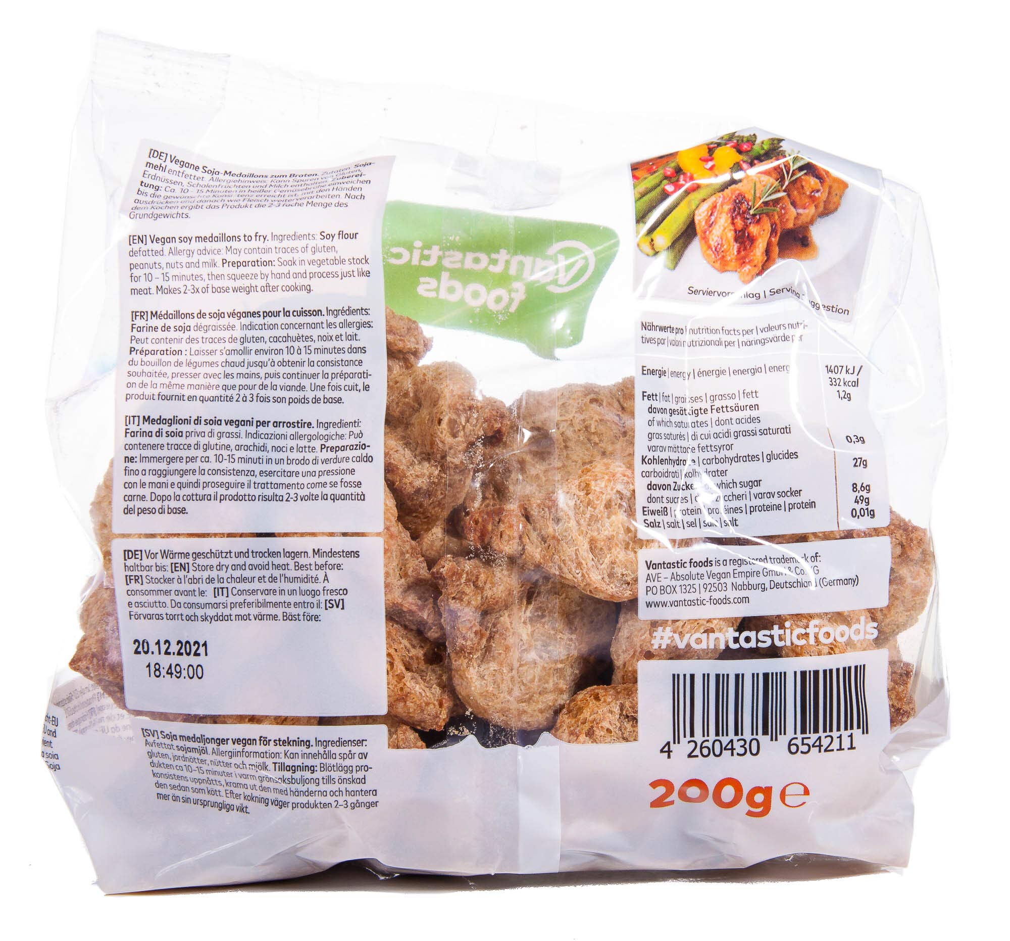 Vantastic Foods - Médaillons de soja texturés - Produit 100% végétalien - 200 Grammes