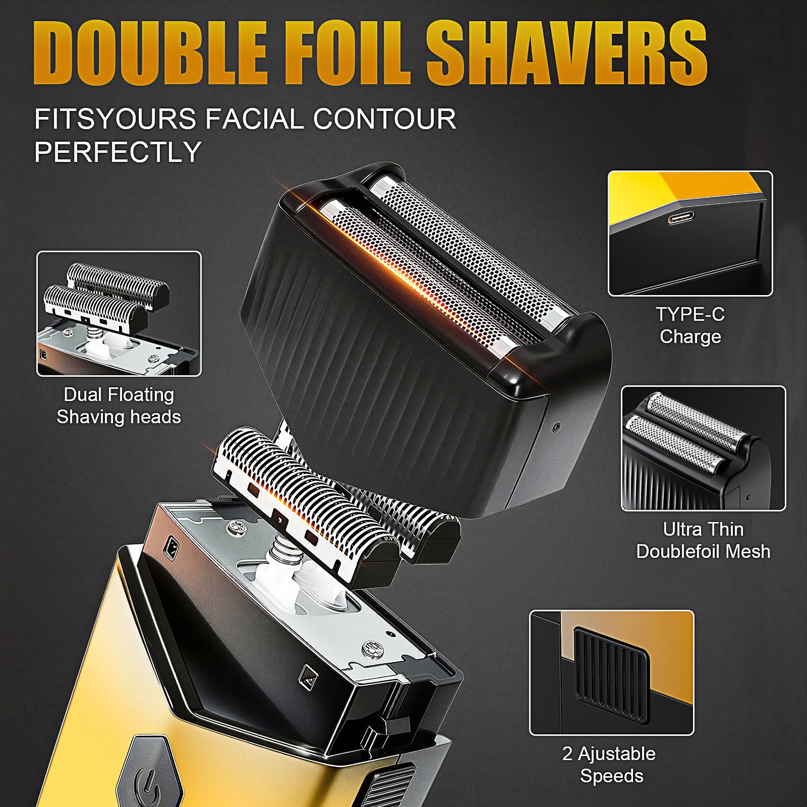 Professionelle Haarschneidemaschine, 4-in-1-Haarschneidemaschine für Herren, Bartschneider und wiederaufladbares Rasierer-Set, Metall-T-Klinge, LED-Display, Friseur-Haarschneide-Set für Männer