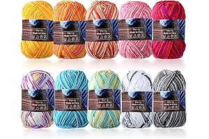 hejin 10x50g Variety Colors Top Soft Acrylic Yarn Skein Balls for Knitting, Crocheting, Weaving