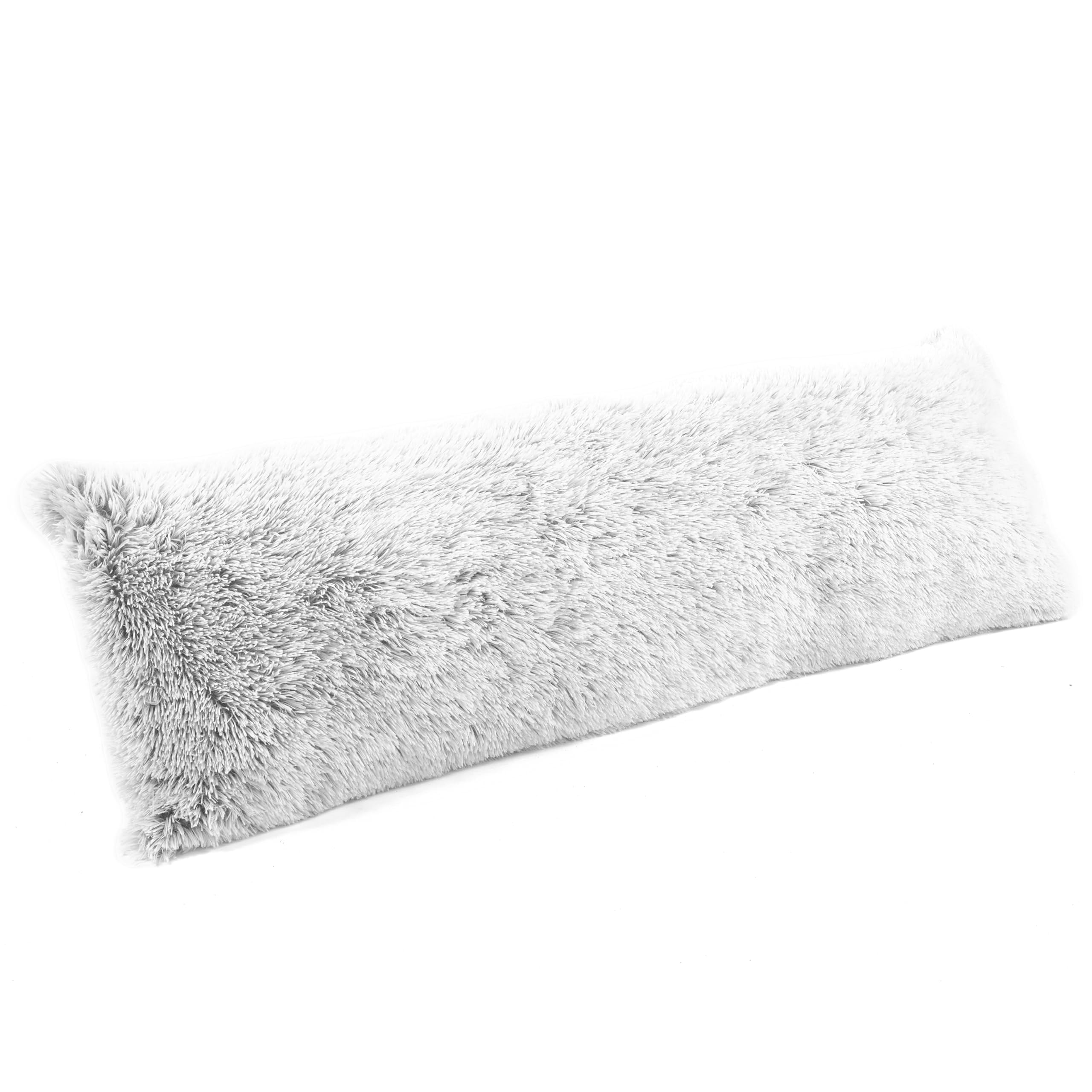 Downland Huggleland Long Haired Bolster Pillow – Orthopaedic Long Pillow for Back, Side Sleepers & Maternity Support – Fluffy Bolster Cushion, 137x43cm Long Body Cushion, Grey