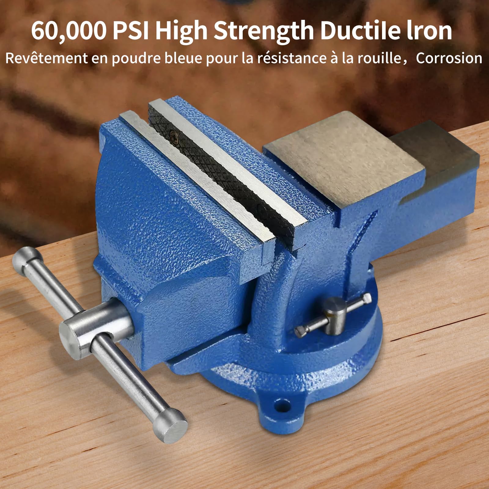 HYCHIKA Étau d'établi 125 mm 5 Inch, Etaux Pivotant à 360°, étaux Robustes pour l'atelier, Etau pour Le Travail du Dois, Le Perçage et Le Travail des Métaux, Vice