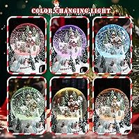 Vista 3 de MUMTOP Globo de nieve de Navidad, casas de pueblo de Navidad con tren giratorio, escena de nieve iluminada que cambia de color con música