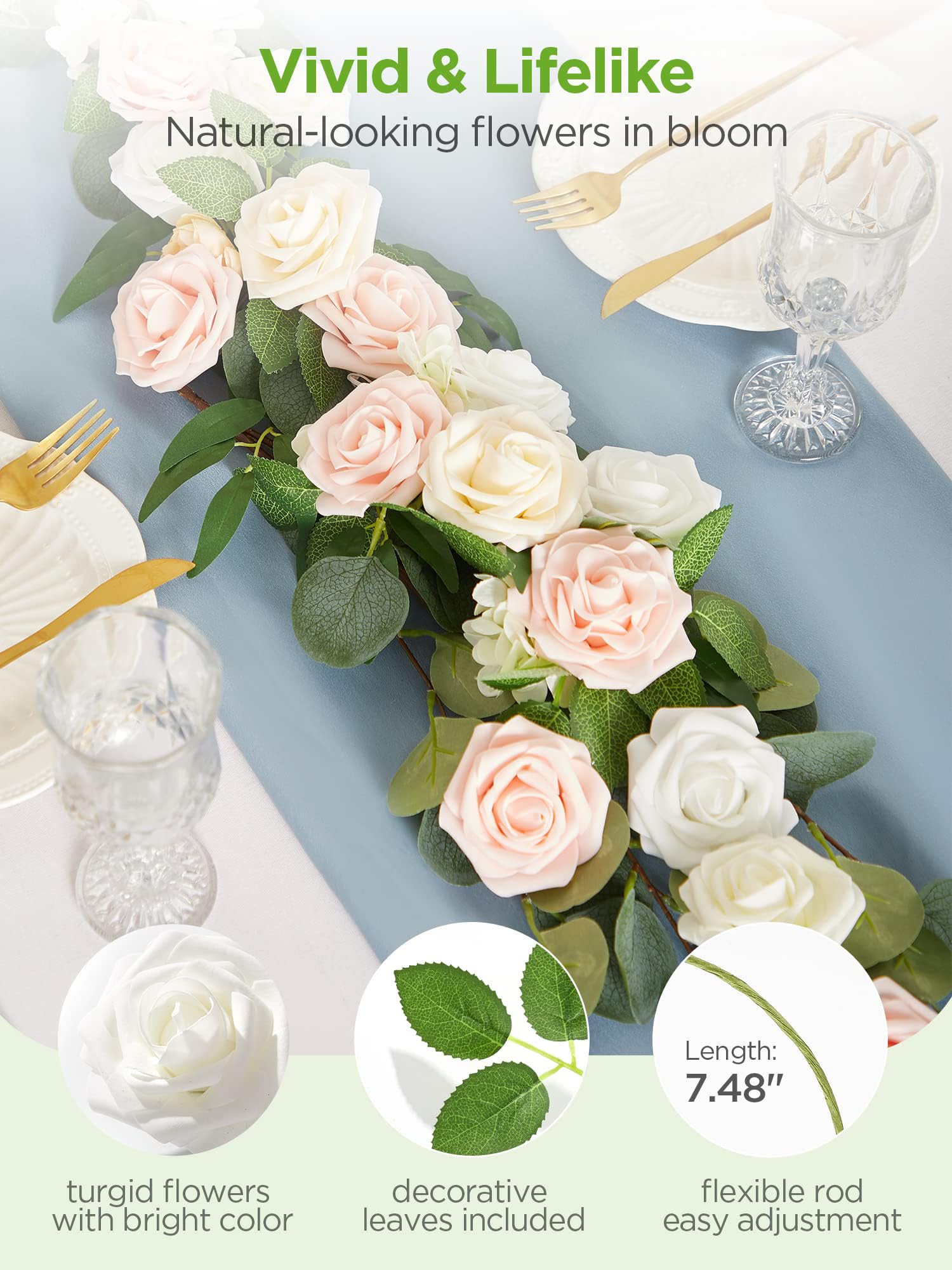 Photo 1 of InnoGear 100 Pcs Artificial Roses, Ivory Foam Flowers