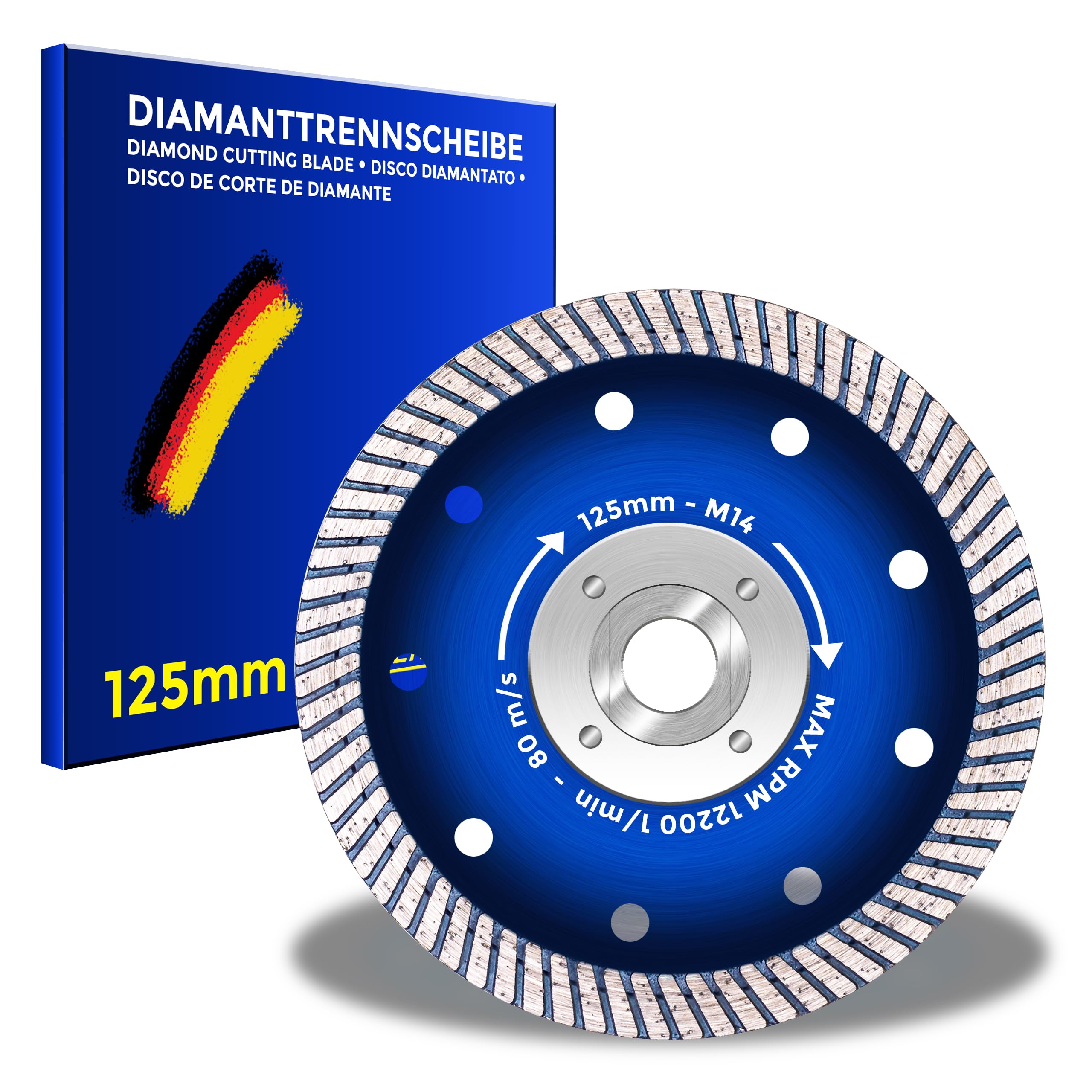BERGMANN ® Flangia M14 Ø 125 mm disco diamantato | per granito cemento Mamor Stone | separazione a filo con smerigliatrice angolare