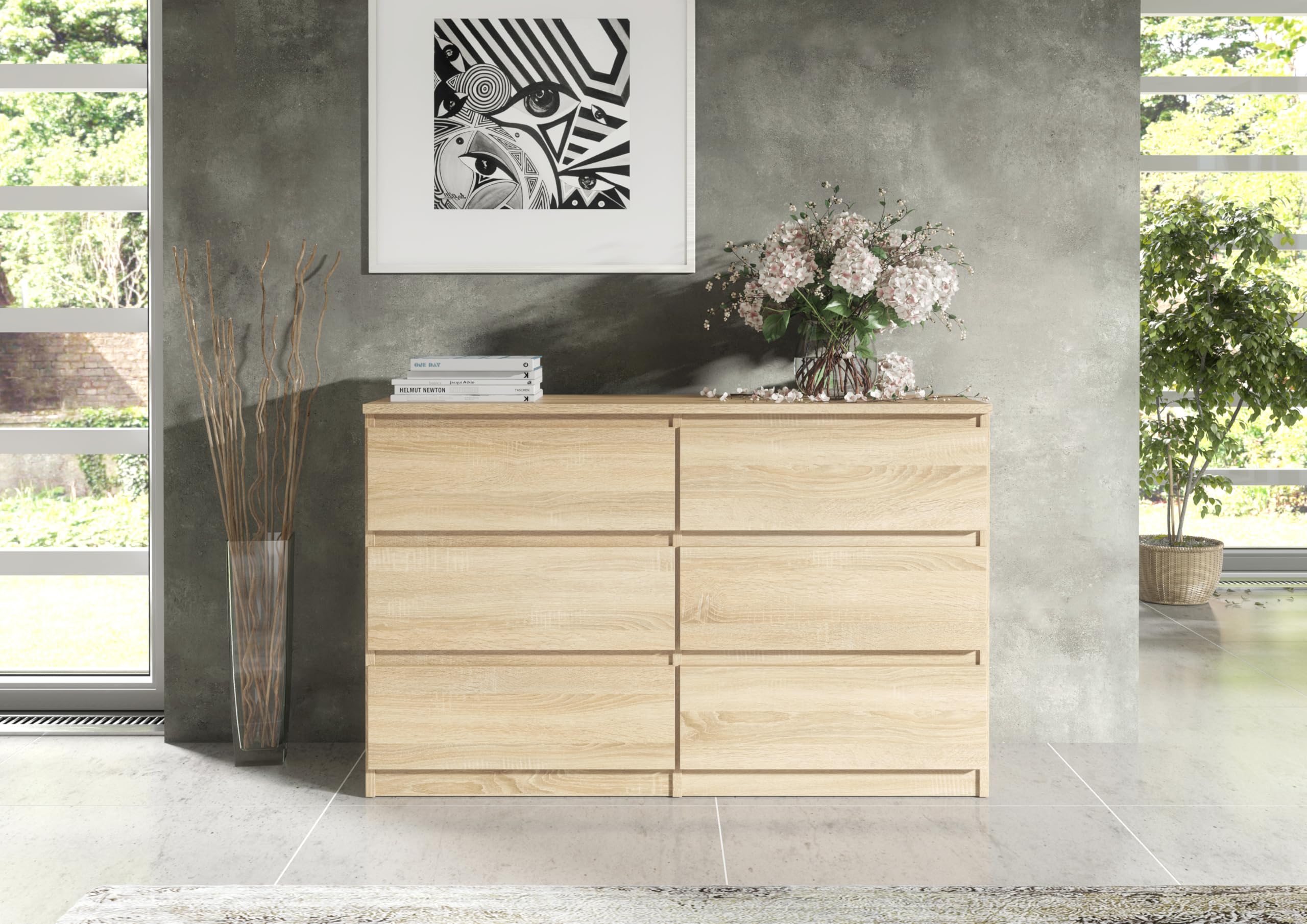meble masztalerz Cómoda 100 cm, 8 Cajones, Sonoma | Cajonera Armario Interior 100 x 78,5 x 39 cm, Sinfonier Dormitorio Alto, Muebles para el Salón, Cómoda Moderna