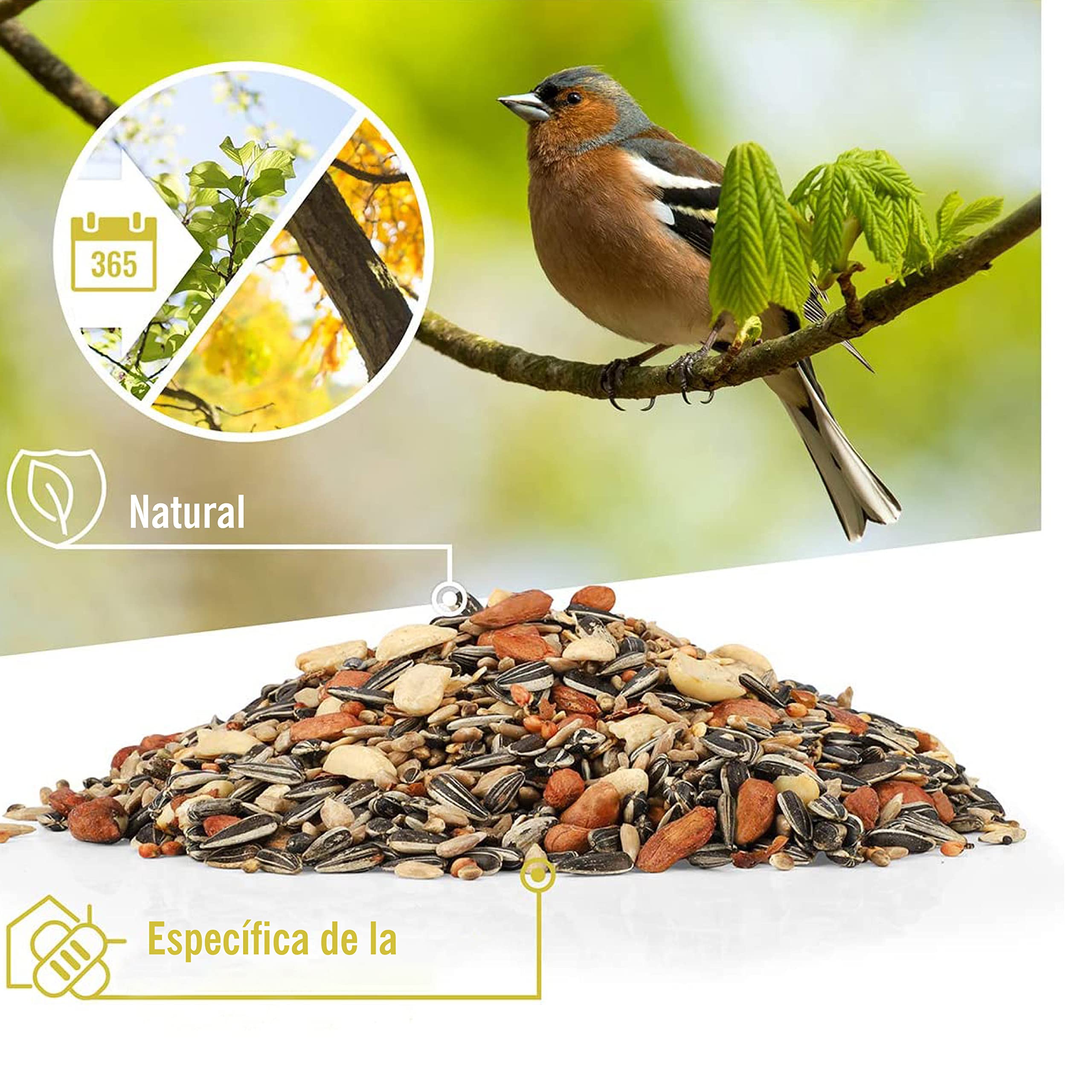 wildtier Herz I Alimentación para Pájaros - 5kg sin Trigo I Comida de Aves para Alimentos - Alimento para Aves