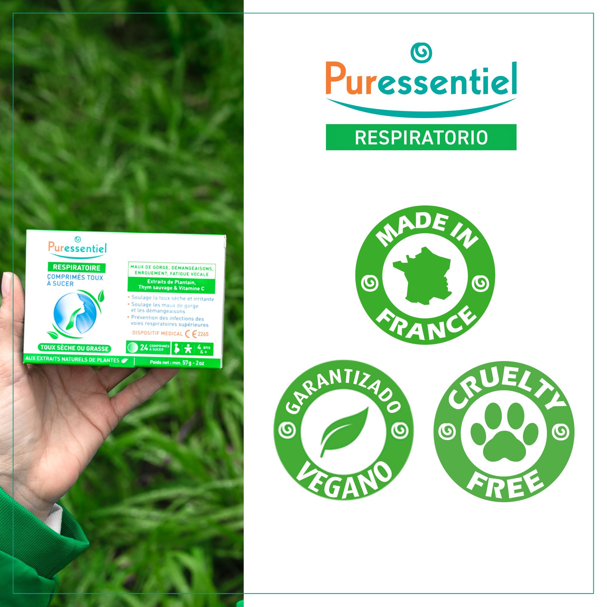 Puressentiel – Comprimidos para la Tos para chupar - Tos Seca o Productiva – Alivia el dolor de garganta y previene las infecciones respiratorias – Con 21 extractos de plantas BIO – 24 comprimidos