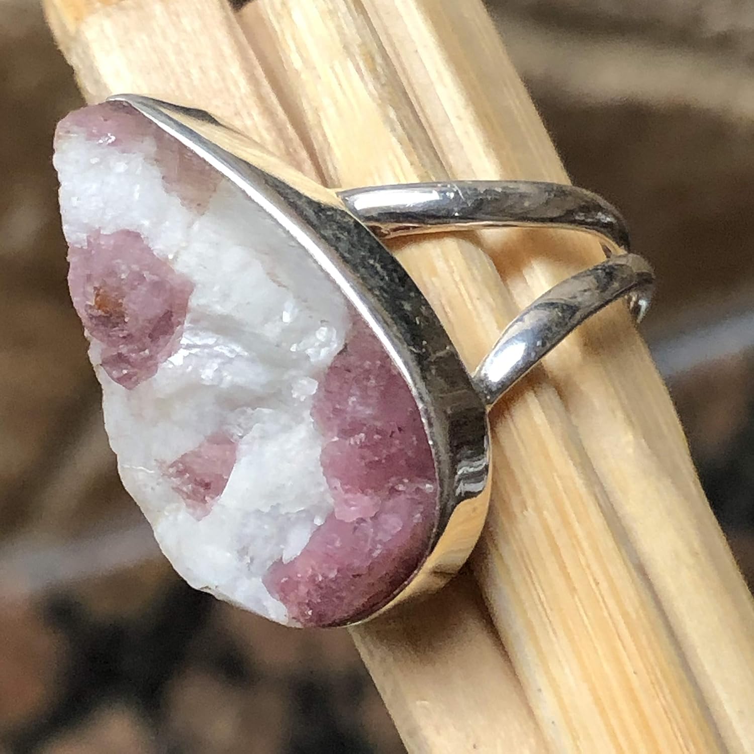 Genuine Pink Tourmaline 925 Solid Sterling Silver Ring Size 7.5 - Image 7