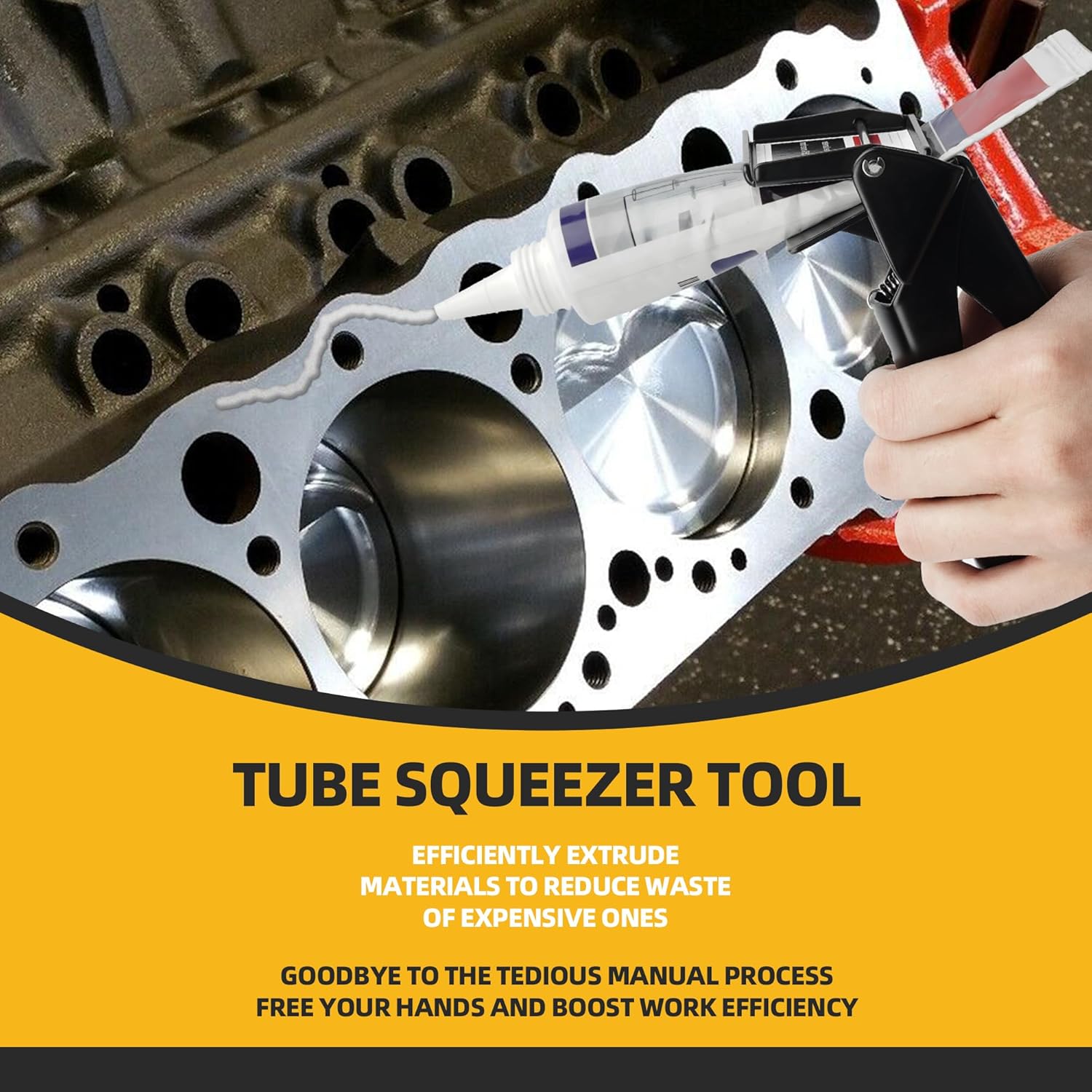 TENGBASE Silicone Extrusion Tool for RTV Tubes - 2.5" Industrial Dispenser, Easy-Grip Control, Maximizes Material Use & Reduces Waste