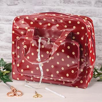 Hobby Gift MRB.003 PVC Sewing Machine Bag Polka, Cotton, Burgandy, 44x19x37 cm, Burgundy [Energy Class A]