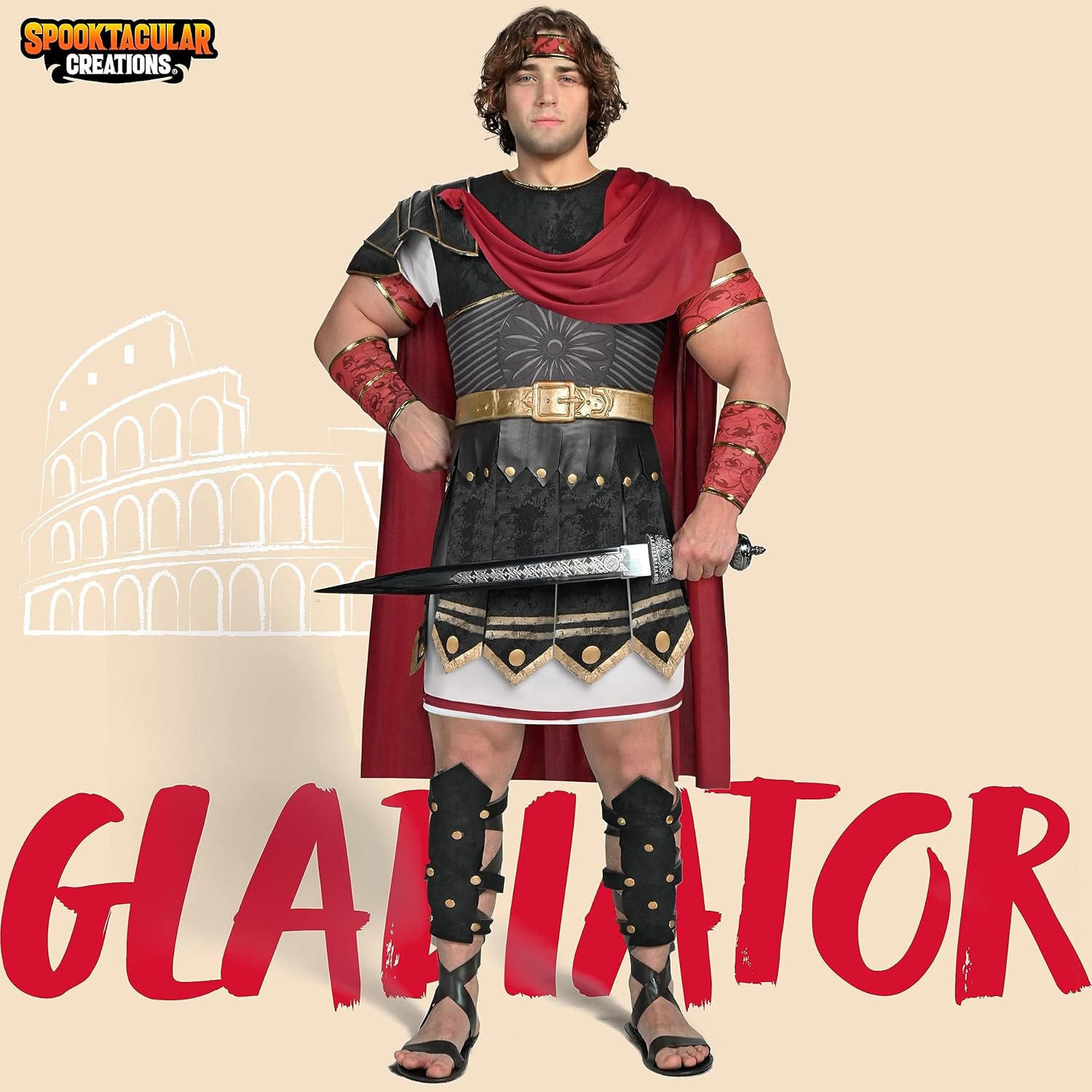 Spooktacular Creations Brave Men Roman Gladiator Costume Set Large