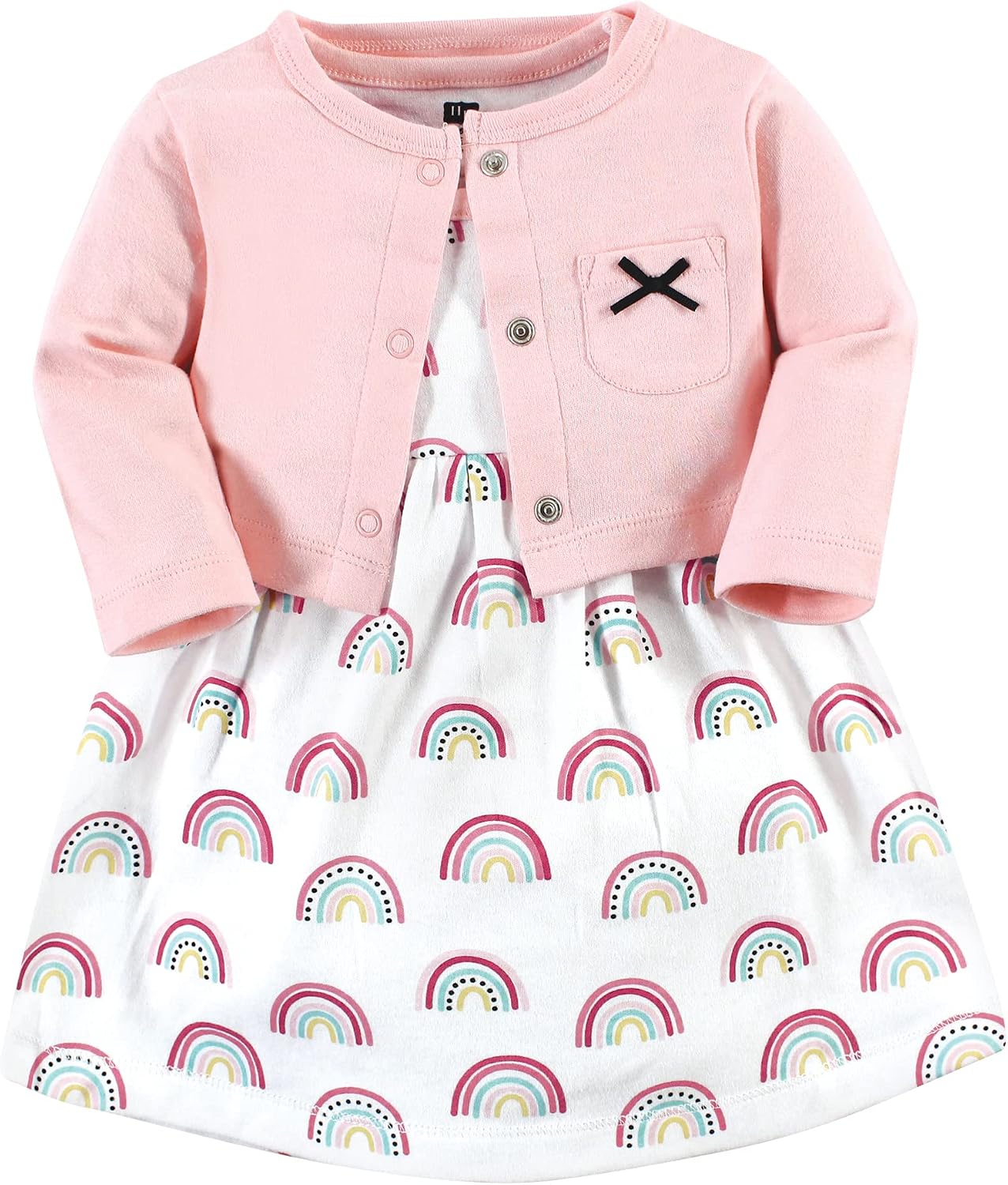 Hudson Baby Infant and Toddler Girls Cotton Dress and Cardigan Set