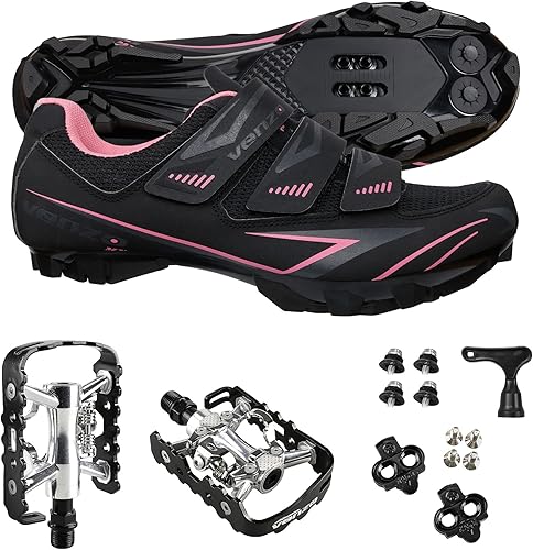 Miniatura 3 de Venzo Womens MTB Bike Bicycle Cycling Shoes with Multi-Function Clip-Less Pedals & Cleats - Compatible with Shimano SPD & Crankbrother System