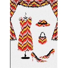 Pepita Needlepoint Canvas Bargello Orange Ensemble, 7" x 10"