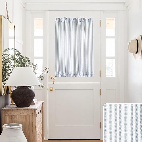 Door Curtains for Front Door Glass Window,Coastal White and Ligth
