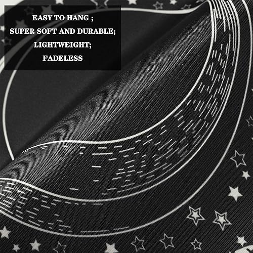 Miniatura 3 de Tapiz de tarjeta de tarot tapiz de luna estrella y sol tapiz de montaña tapiz de arte blanco y negro decoración para colgar en la pared del hogar