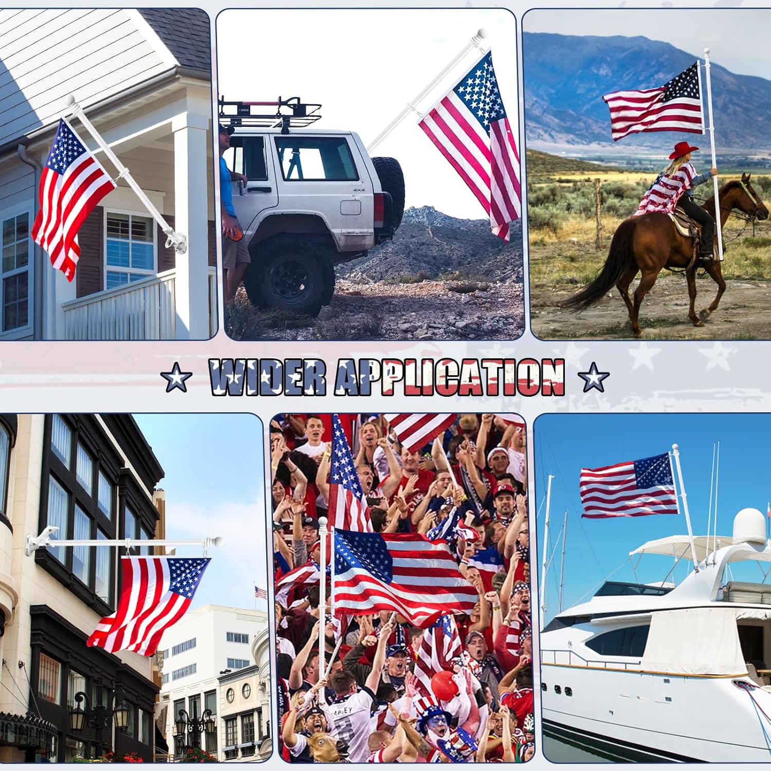 REERON House Flag Pole kit, 5 FT Metal Spinning Flag Poles Kit, 1" Tangle Free Stainless Steel Flagpole with 360° Flagpole Rings & 2-Position Bracket for Outside House Porch Wall Mount for 3x5 Flag - Image 8