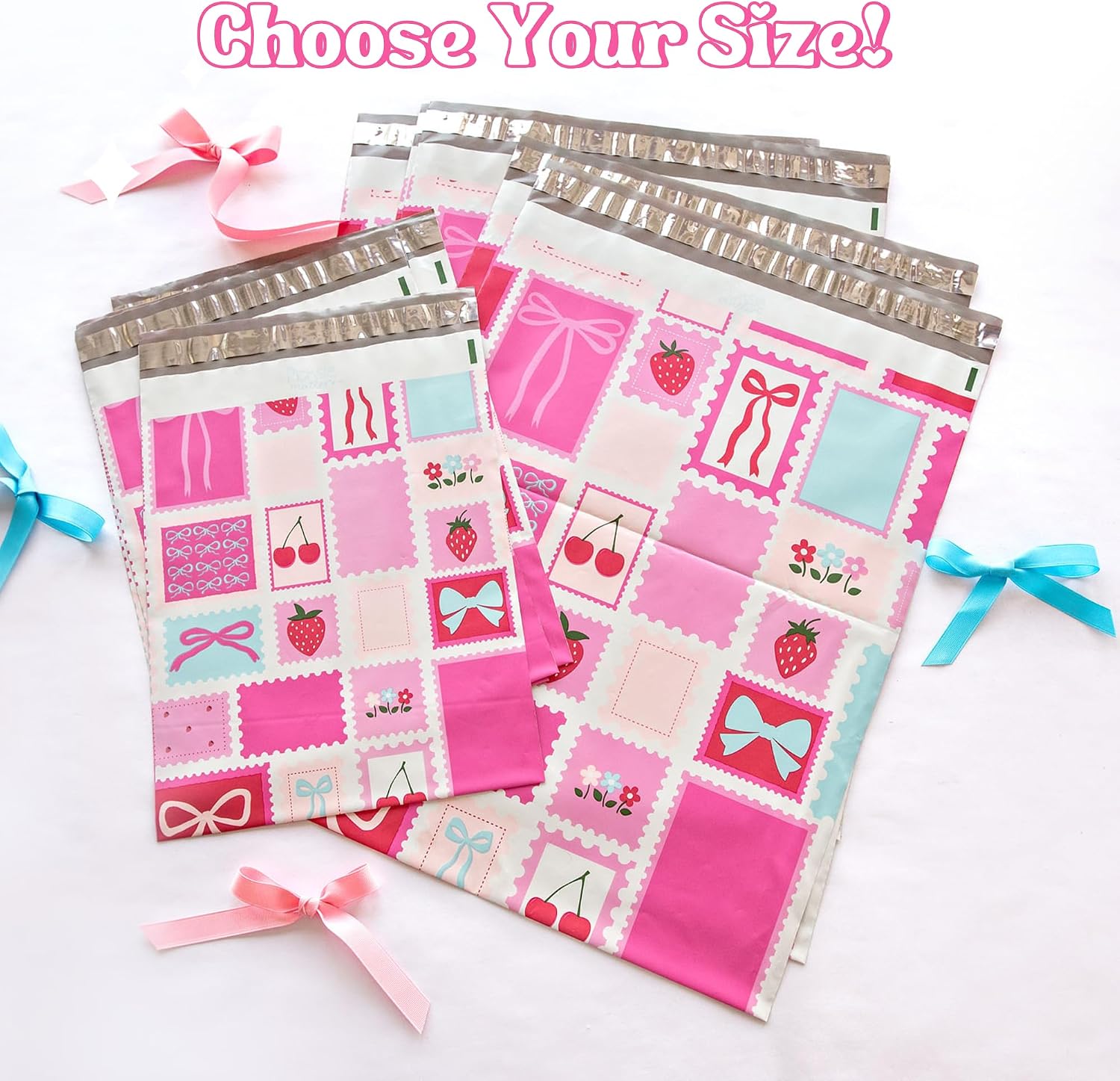 Picksie Mailers- 6x9 Cute Poly Mailer Bags Packaging Supplies for Small Business Pink Designer Boutique Polybag 100 Pack Bulk Mailers Heavy Duty Small Shipping Envelope - Poly Postage
