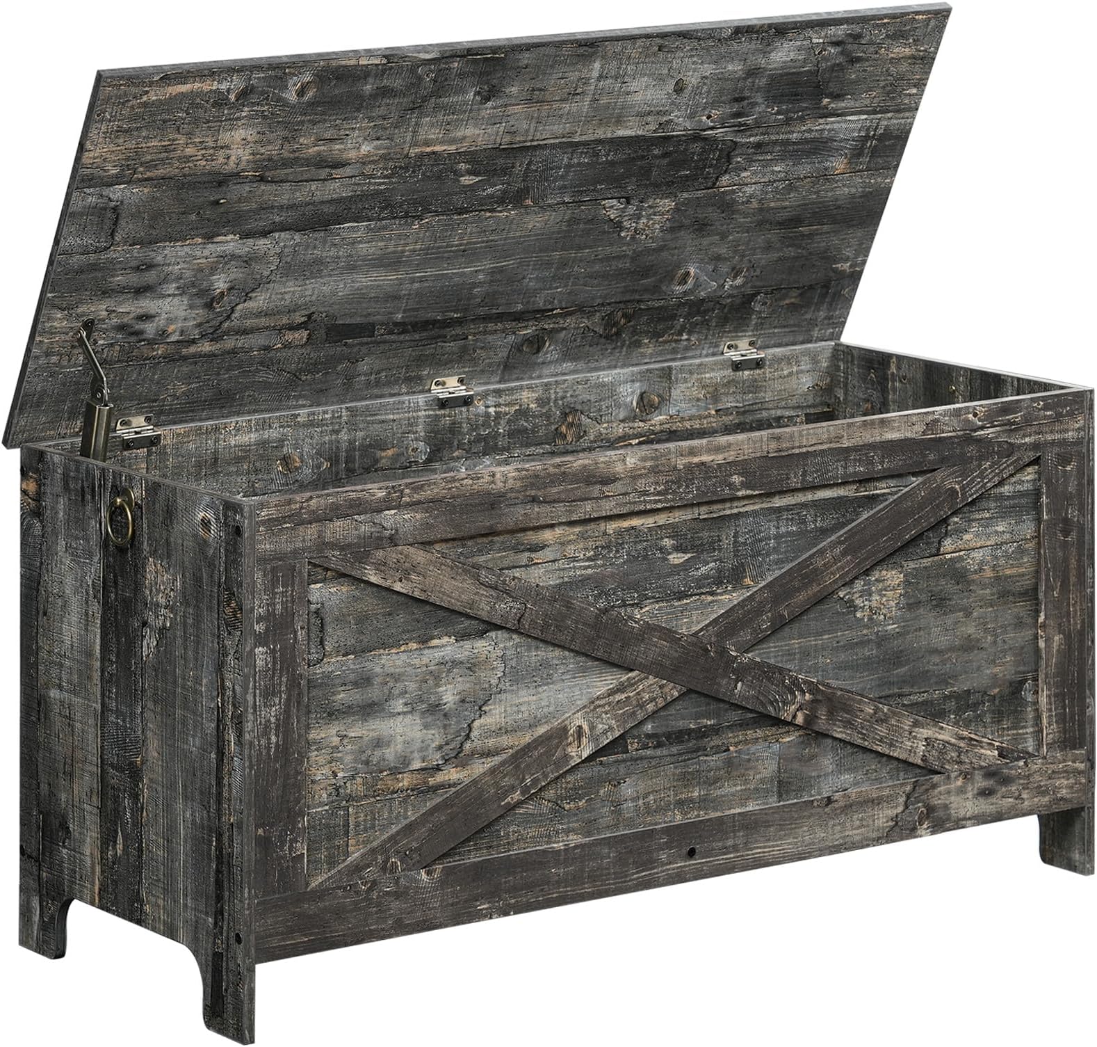 MAHANCRIS 39.4" Toy Chest, Sturdy Entryway Storage Chest with Safety Hinges, Retro Toy Box, Wooden Look Accent Furniture for Living Room, Bedroom, Vintage Gray SCRP48101