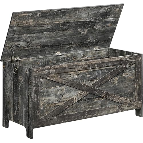 39.4" Toy Chest, Sturdy Entryway Storage Chest with Safety Hinges, Retro Toy Box, Wooden Look Accent Furniture for Living Room, Bedroom, Vintage Gray SCRP48101