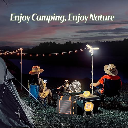 Miniatura 8 de Bolsa de carga de panel solar para campamento al aire libre, carga de 10 W y 5 V para teléfonos y dispositivos, contiene 1 ventilador plegable