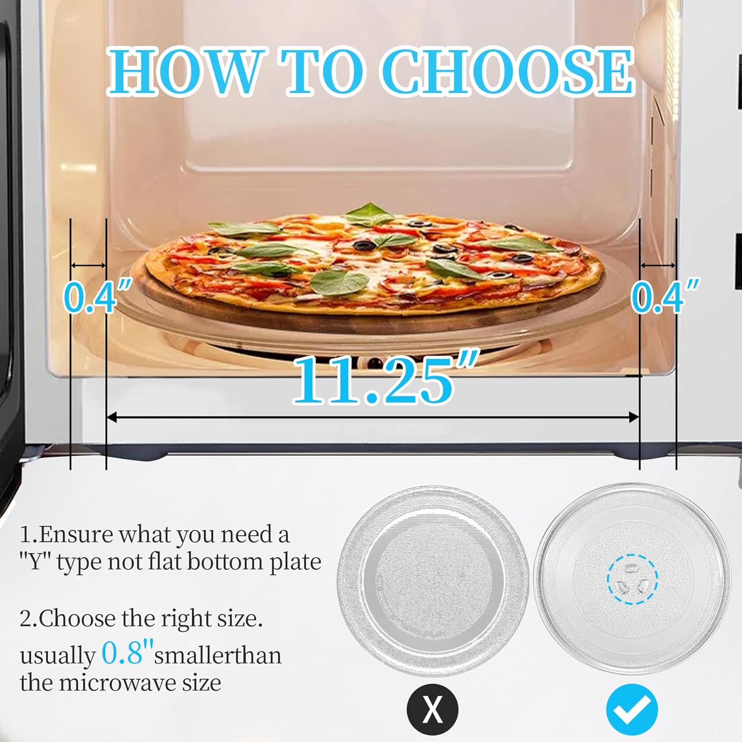 11.25" Universal Microwave Plate Replacement Glass Turntable | Fits GE, Panasonic, Whirlpool, Kenmore, Frigidaire & More