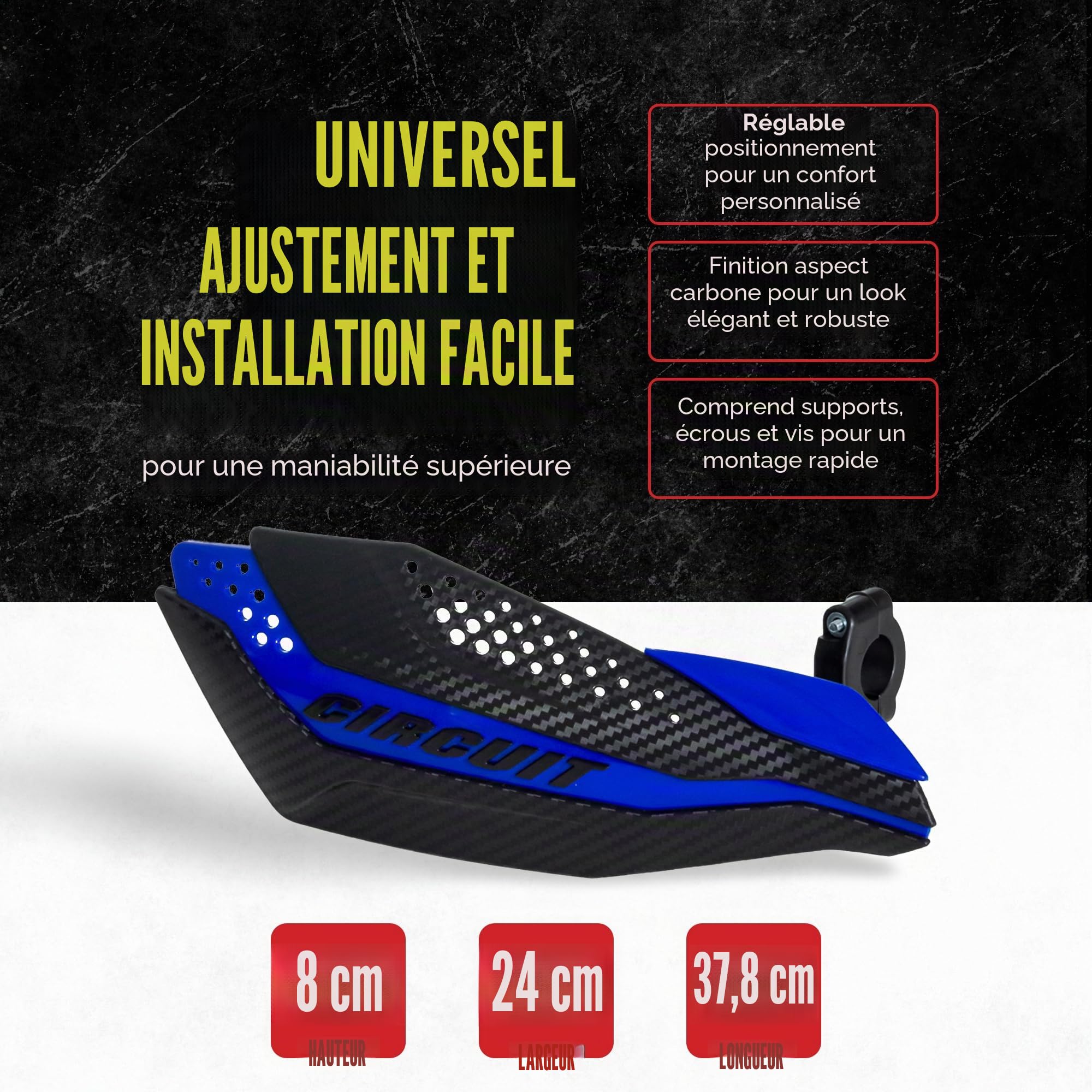 Circuit Equipment PM038-2D1 Protèges Mains Dakar Universal Carbon/Noire