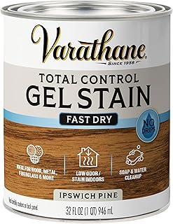 Varathane Total Control Gel Stain | Low Odor Water-Based Formula | Thick Gel Formula for Vertical Surfaces | Ideal for Wood, Metal & Fiberglass | Quart | Ipswich Pine
