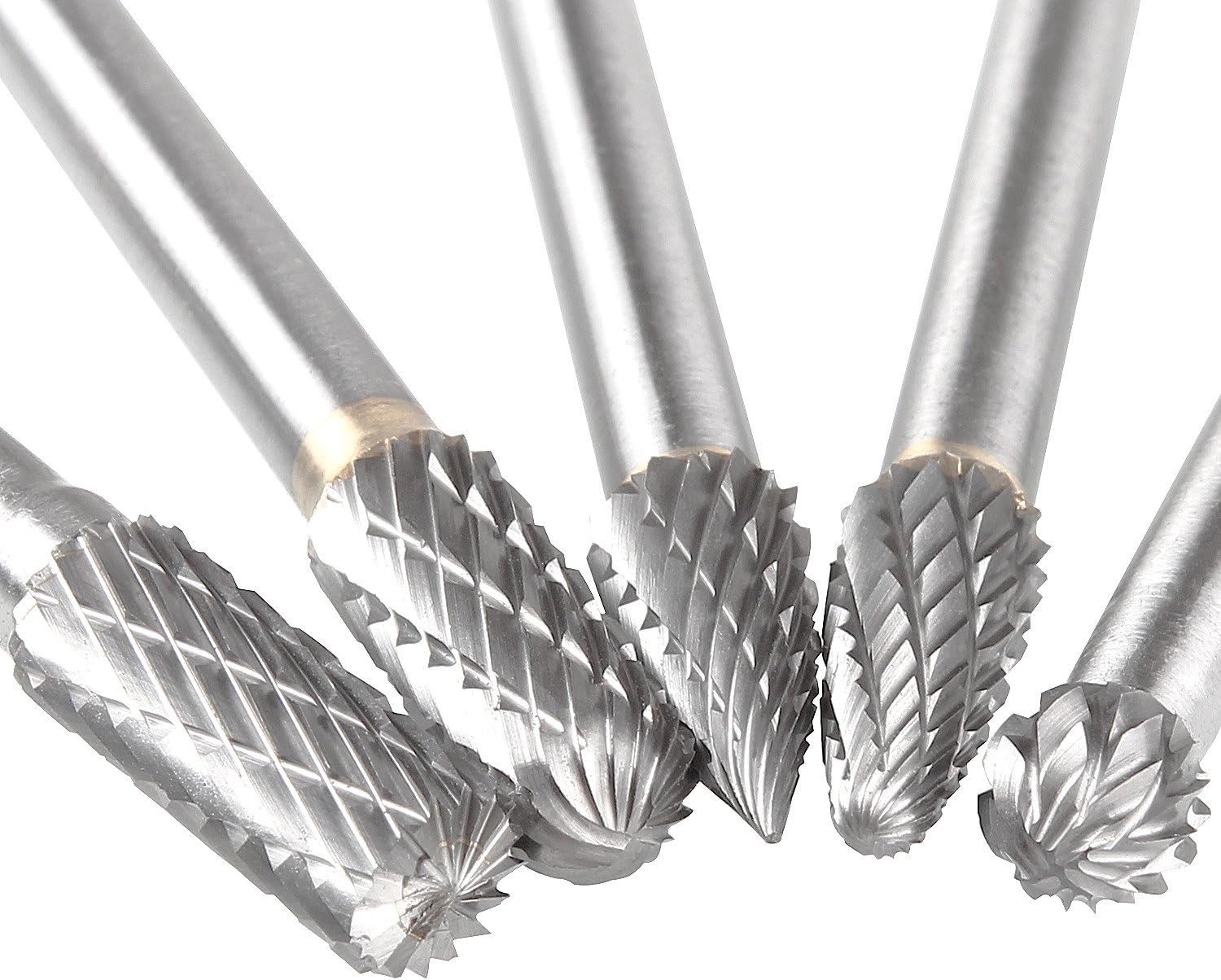 Carbide Burr Set with 1/4" Shank and 2/5" Head (10MM), CBTONE 5 PCS Double Cut Tungsten Carbide Rotary Burrs 1/4 Inch 6mm Shank Die Grinder Bits for Carving, Polishing, Engraving and Drilling
