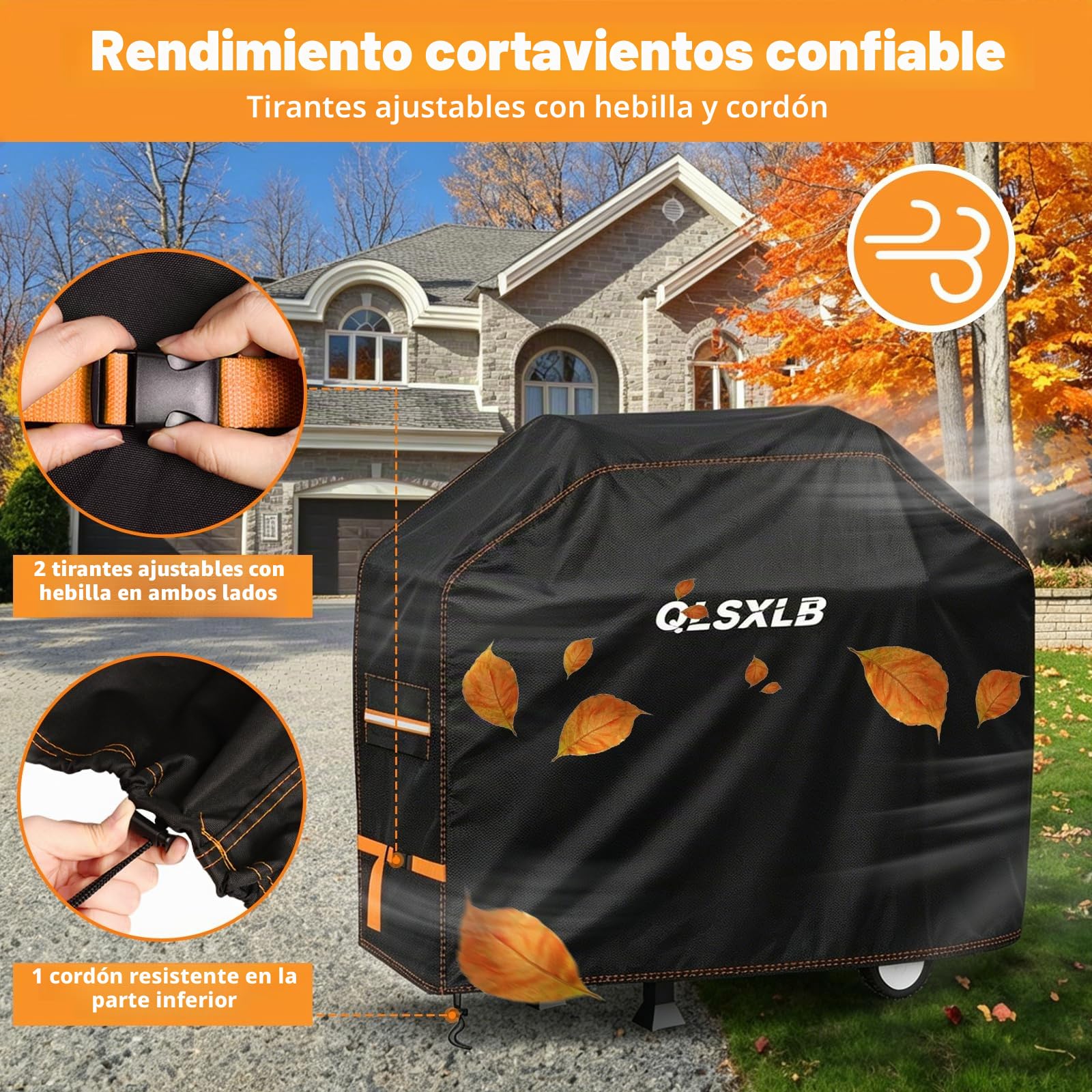 Funda Barbacoa Exterior Impermeable, Resistente Tela 600D Oxford Cubierta BBQ Gas 165x71x122cm, Funda Protectora de Parrilla Universal Anti-Viento/Anti-Polvo/Anti-Humedad Negro