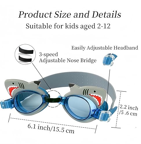 Miniatura 2 de Paquete de 2 gafas de natación para niños, sin fugas, antiniebla, impermeables, ajustables, para niños de 2 a 14 años