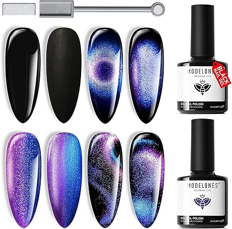 Amazon Modelones カラージェル ジェルネイル カラージェルセット キャッツアイジェル マグネットジェル 猫目ジェル 黒2色キット 磁石付き 7ml Modelones ジェルネイル 通販