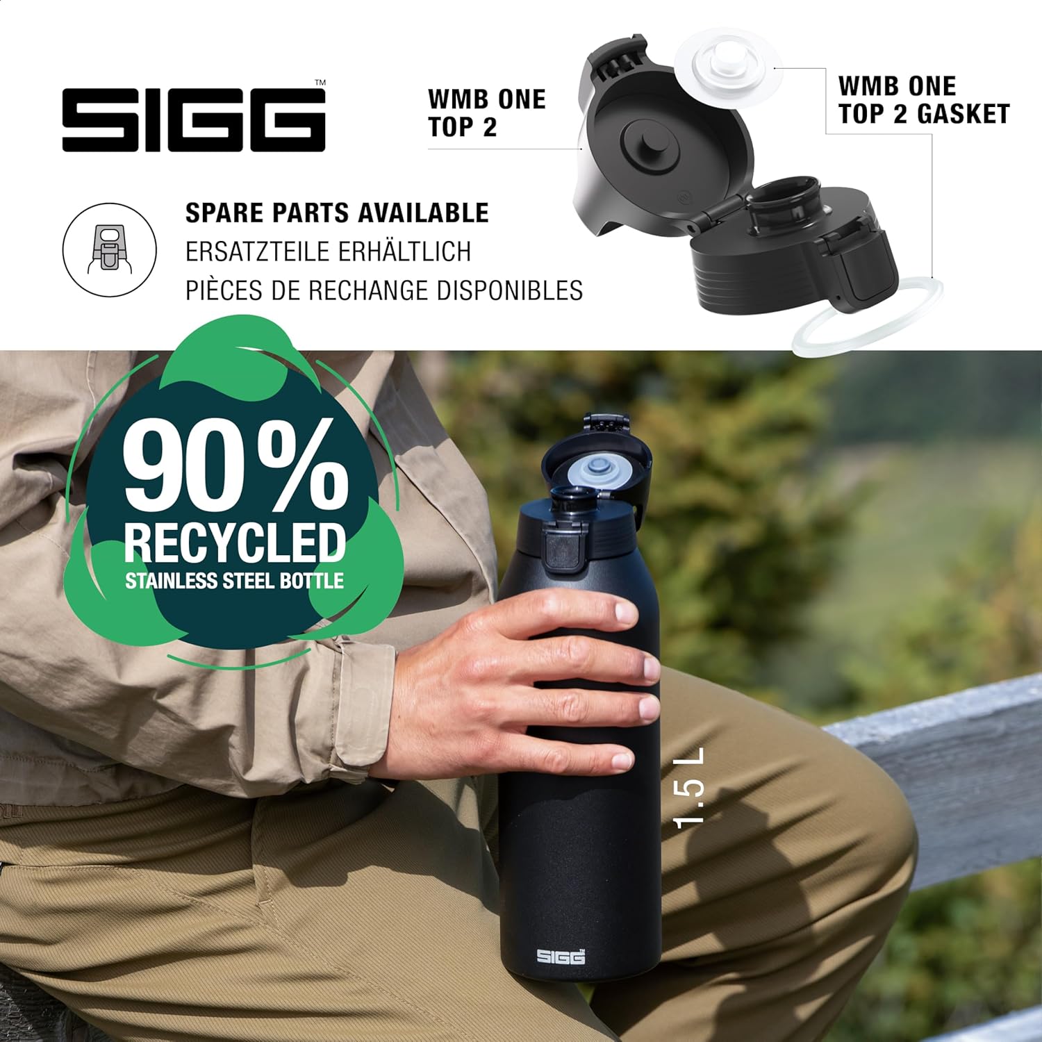 Sigg - Edelstahl Trinkflasche - Shield ONE - Für Kohlensäurehaltige Getränke Geeignet - Auslaufsicher - Federleicht - BPA-frei - Outdoor & Fitness - 750ML / 1L / 1.5L - 4