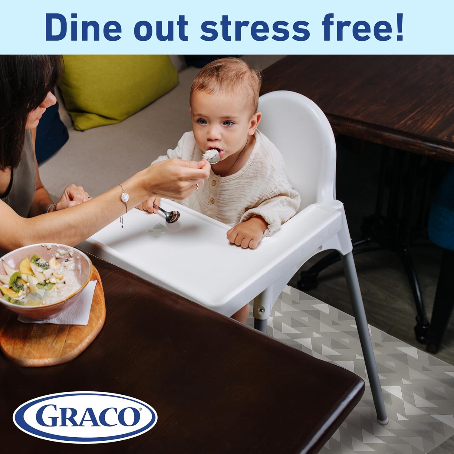 Graco Baby Disposable Splat Mats – 60 Count, 47" x 40", Biodegradable Floor Protector for Mealtime, Under High Chair, Home & Restaurant Use, Port Design