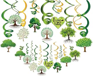 30Pcs Happy Tree Hanging Swirls Family Tree Theme Party Decoration,Happy Family Reunion Ceiling Streamer Ceiling Whirl Party Favors for Holiday Baby Shower Home Decoration