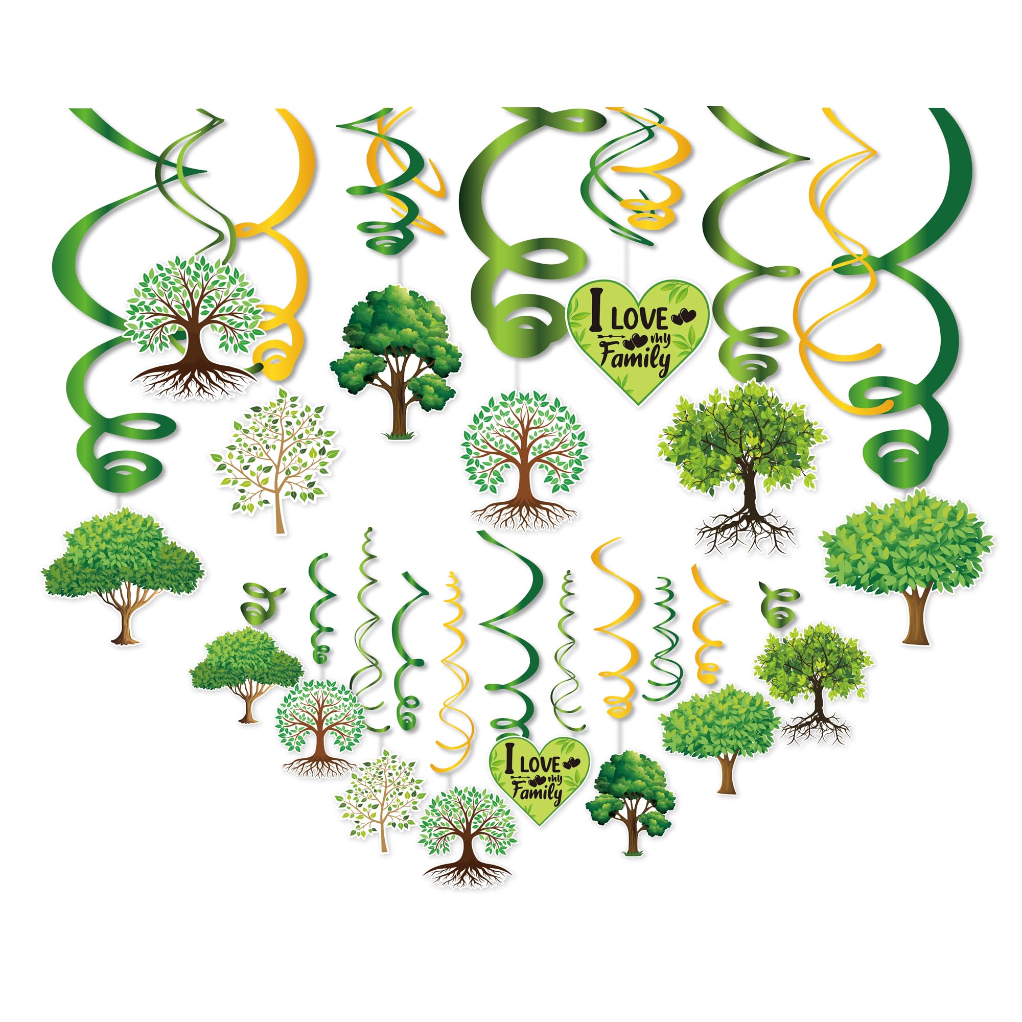 30Pcs Happy Tree Hanging Swirls Family Tree Theme Party Decoration,Happy Family Reunion Ceiling Streamer Ceiling Whirl Party Favors for Holiday Baby