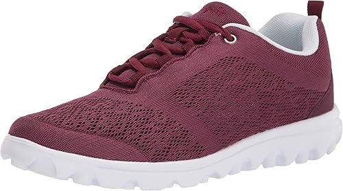 Propét Women's TravelActiv Sneakers Casual Lace-Up Shoes, Cranberry, 6