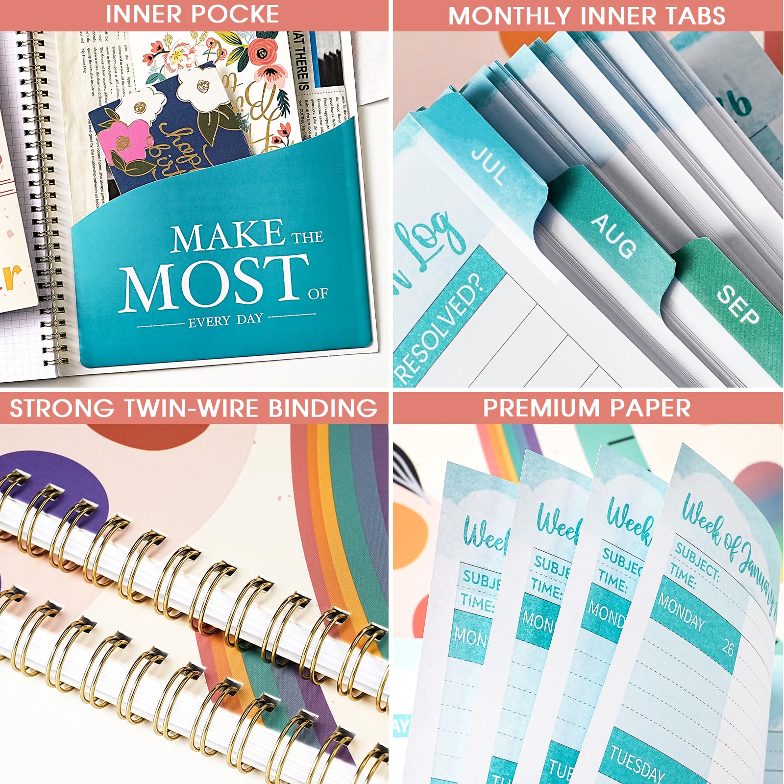 Teacher Planner 2025-2026 - Teacher Lesson Planners 2025-2026 from July 2025- June 2026, Academic Planner for School Year with Colorful Tabs and Inner Pocket, 8.5" x 11" - Image 3