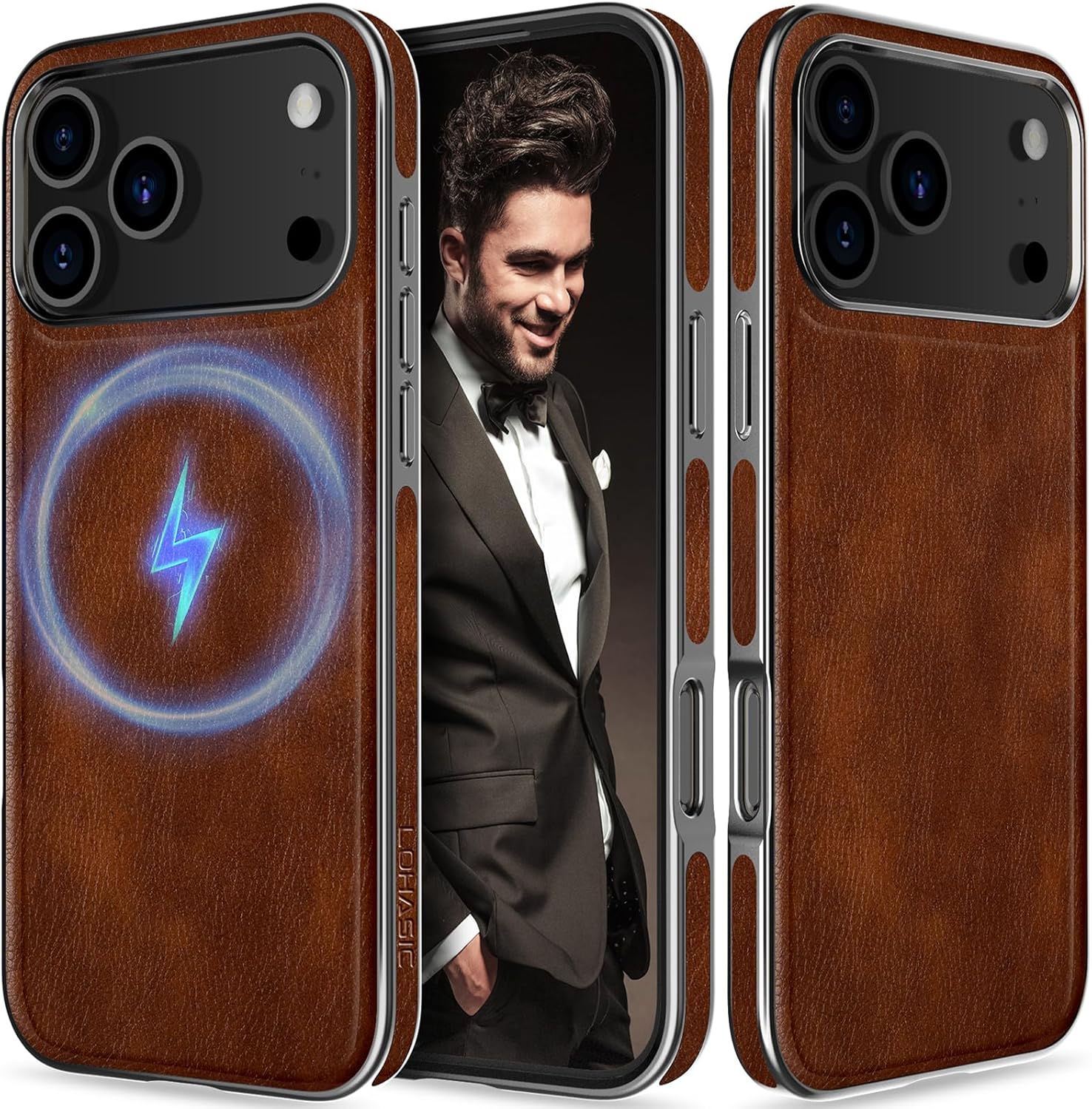 LOHASIC Designed for iPhone 17 Pro Leather Case, Strong Magnetic Compatible with MagSafe Luxury Classic Protective Cases for iPhone 17 Pro 6.3" 2025, Dark Brown