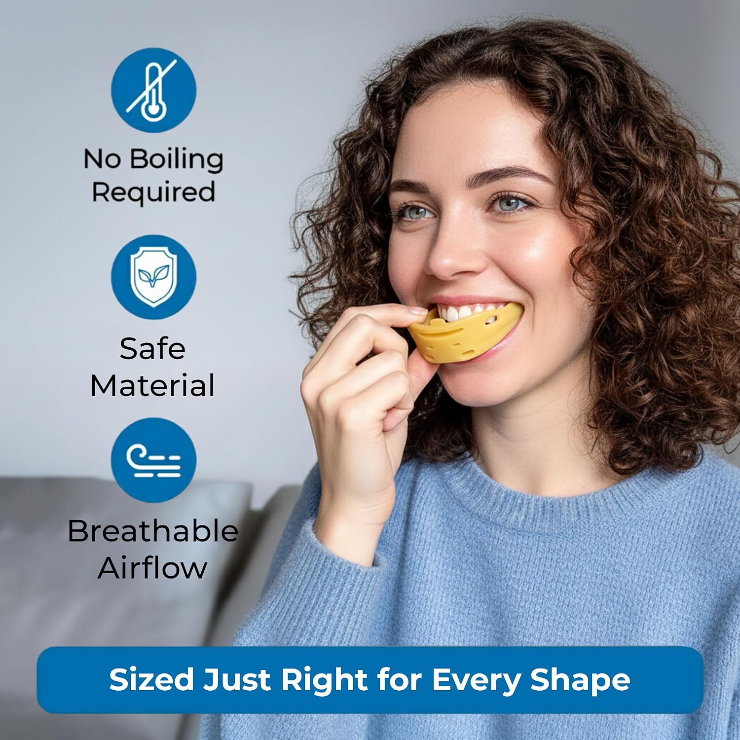 Reviv R3 Heavy-Duty Pre-Formed Dental Protector and Mouthpiece | Thicker Food-Grade Silicone with Air Holes | Low-Profile Gum Design for Standard & Wide Jaws - Large (Yellow)