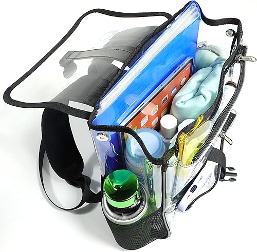 Miniatura 2 de SPODEARS Mochila transparente aprobada para estadios, bolsa de PVC transparente con múltiples bolsillos para conciertos, deportes, viajes, 12 x 6 x
