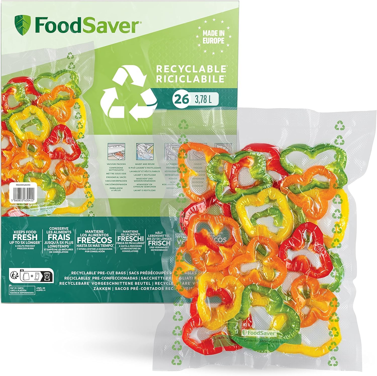 FoodSaver Everyday Machine Sous Vide Alimentaire | Conserve la fraîcheur de vos aliments+d’Emballage sous Vide, Sacs recyclables