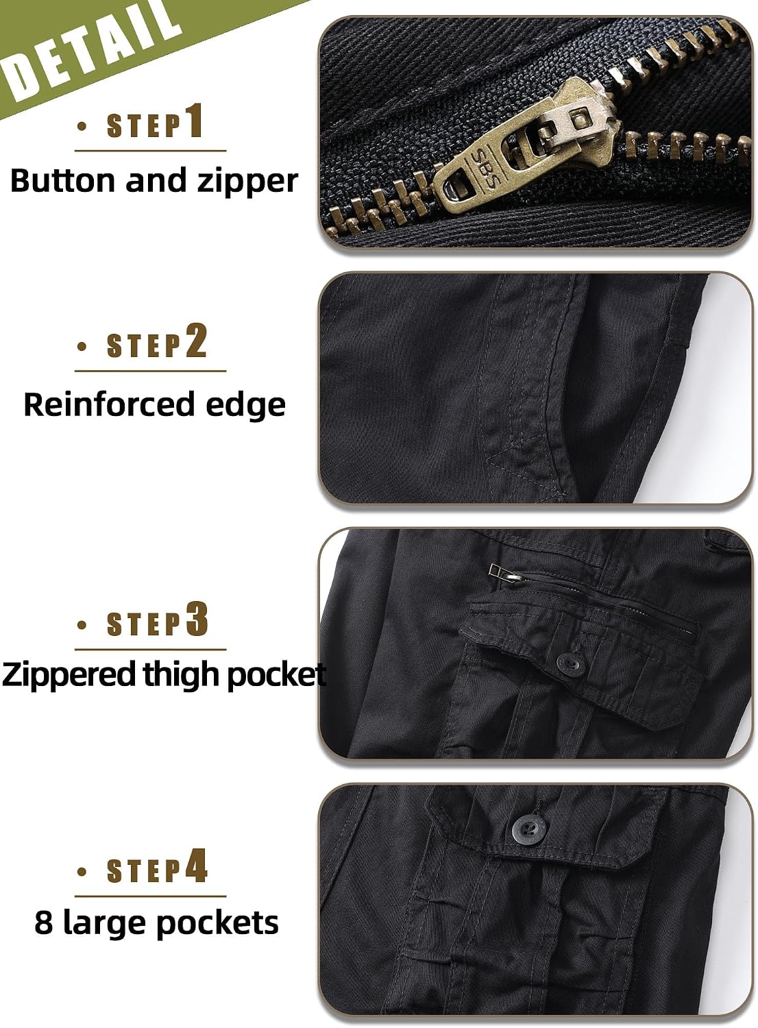Cargo Short for Men Causal Cotton Ripstop Work Shorts Relaxed Fit Outdoor with Zipper Multi Pockets