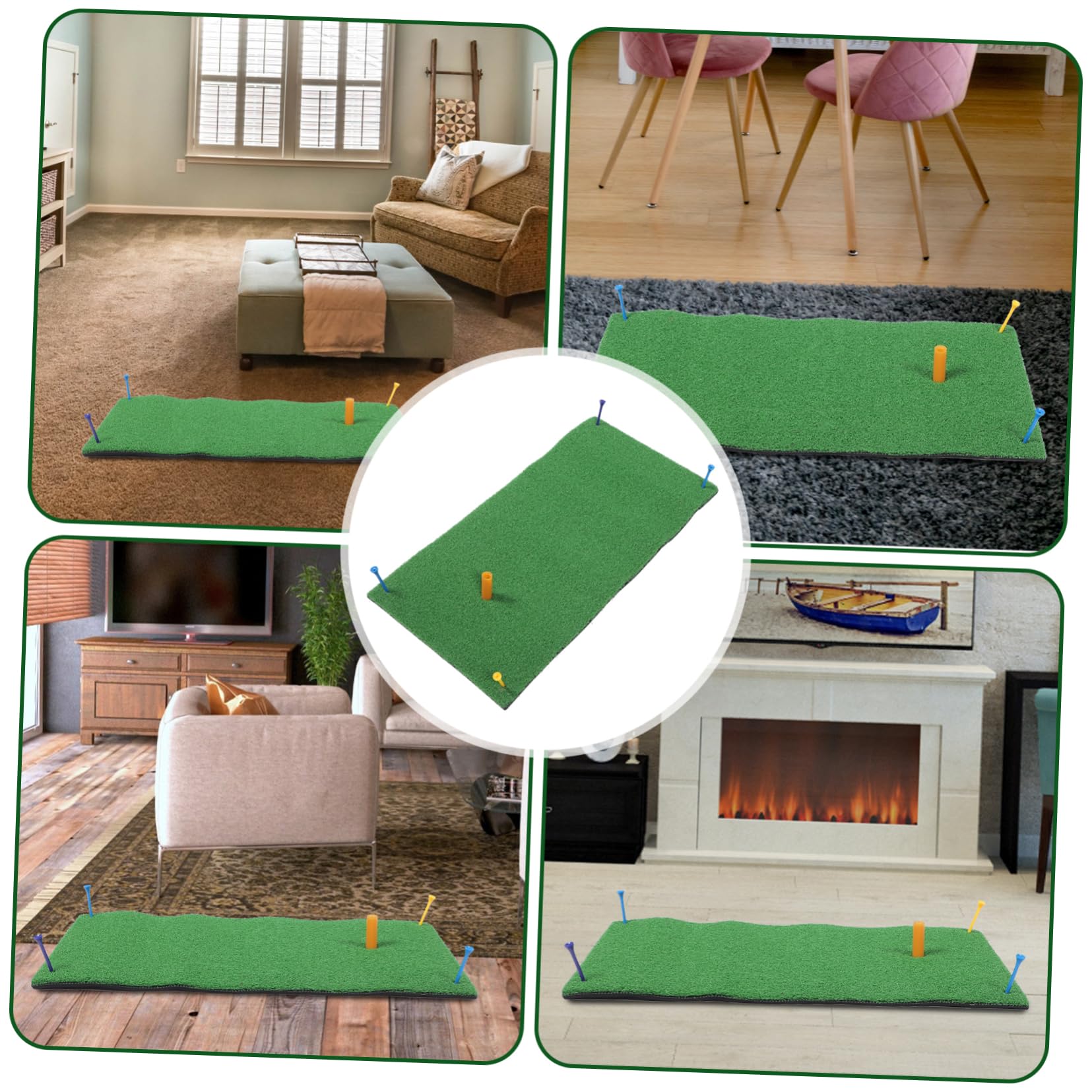 Kisangel Portable Golf Hitting Mats 1 Set of Indoor Golf Turf Swing Mats Artificial Turf