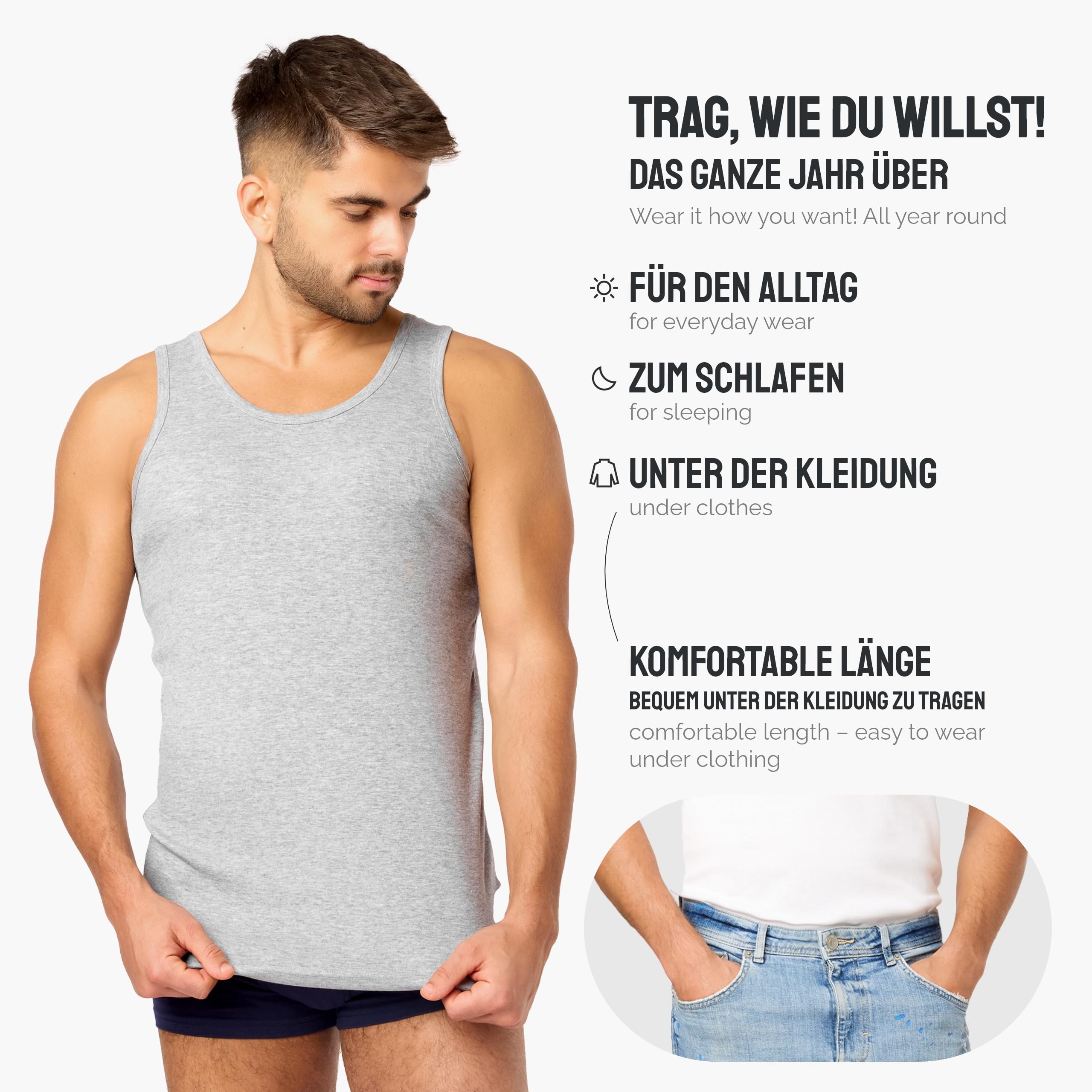 Ladeheid Débardeur Homme Maillot de Corps Homme Cotton Marcel Homme sous Vetement Homme Debardeur Homme Sport Lot de 3 Débardeurs en 100% Coton LA40-258
