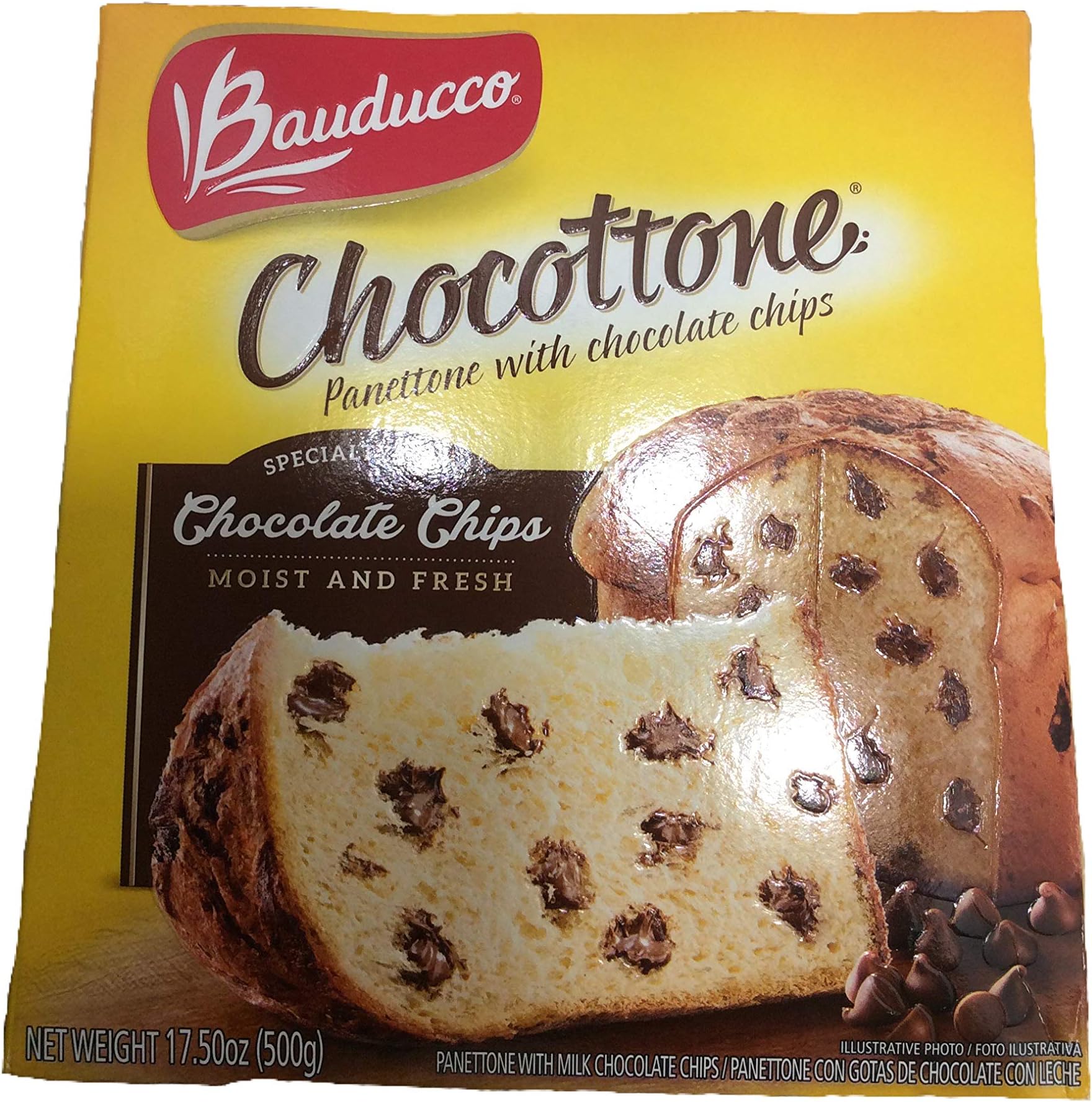 Chocottone Panettone with chocolate chips Specialty Cake, Moist & Fresh, Net Weight 17.50 oz
